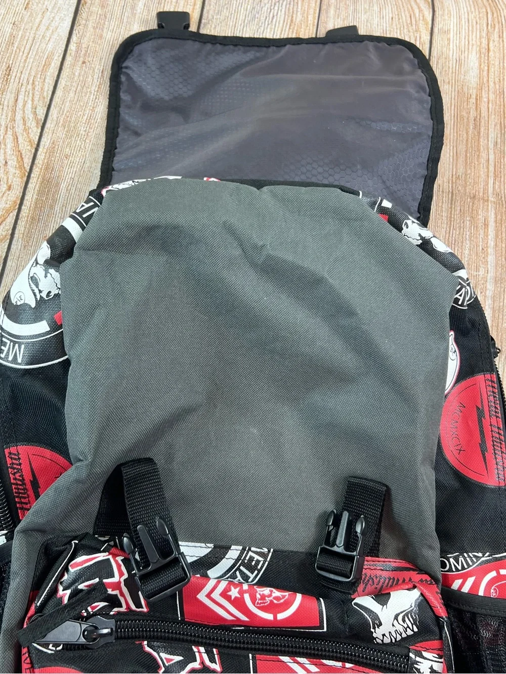 Metal Mulisha Y2K Black Grey Red Skull Logo Backpack Bag